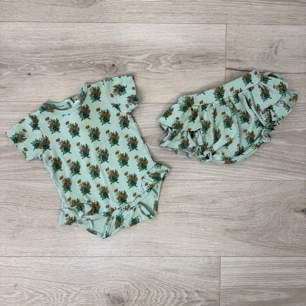 Kate Quinn Mint Floral Kids Matching Set